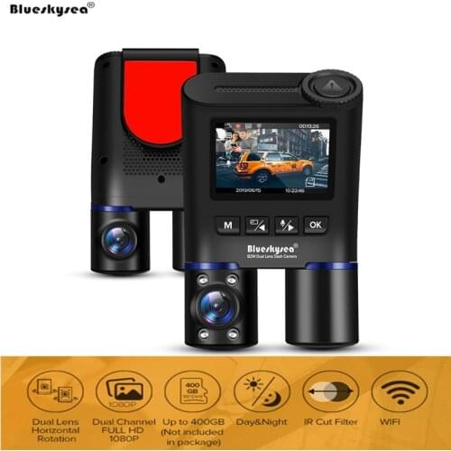 Original Blueskysea B2W Dual DVR Car Dash Cam HD 1080P WiFi Camera Front & Rear Views Supercapacitor Upgrated B1W Version DVRs