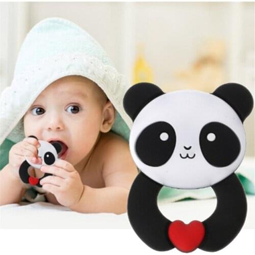 Panda Silicone Teethers Baby Teether Ring Teething Pendant Necklace DIY Baby Chew Toy Infant Gift