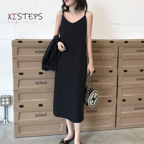 Suspender Dress Women Summer Sleeveless Black Bottoming Dress Fashion Ladies Bandage Maxi Dress Vestido Femme Beach Dress