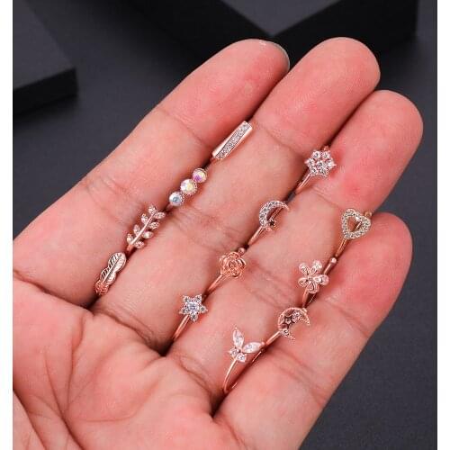 Fake Nose Rings New design copper faux nose cuff heart nose clip on nose rings for Women Faux Nose Piercing