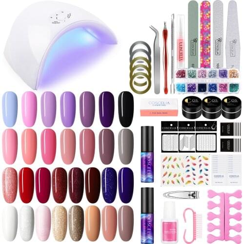 Professional Nail Set With UV Extension Gel Polish Gel Nail Lamp Manicure Tools Supply Top Base Coat Colorful Nail Art Design