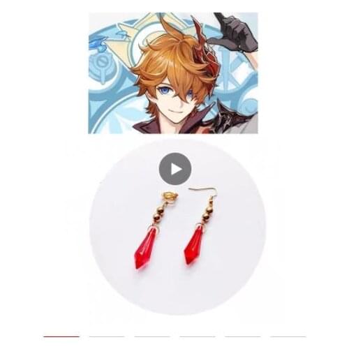 Genshin Impact Tartaglia Earrings Cosplay Genshin Childe Earring Fashion Jewelry earings fashion jewelry 2021 Anime accessories