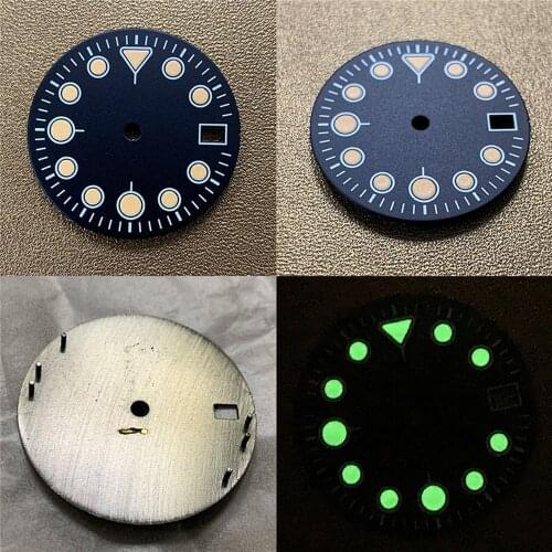 Replacement 28.5MM Watch Dial Green Luminous Wristwatch Dial for NH35/NH36 Watch Movement Repair Parts