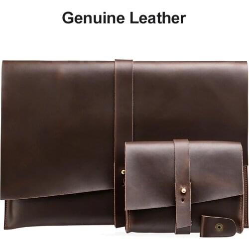 Luxury Laptop Bag for MacBook Air 13 Pro Retina 11 12 13 15 Genuine Leather Cases Sleeve For Xiaomi HP Notebook Bag Sleeve Cover