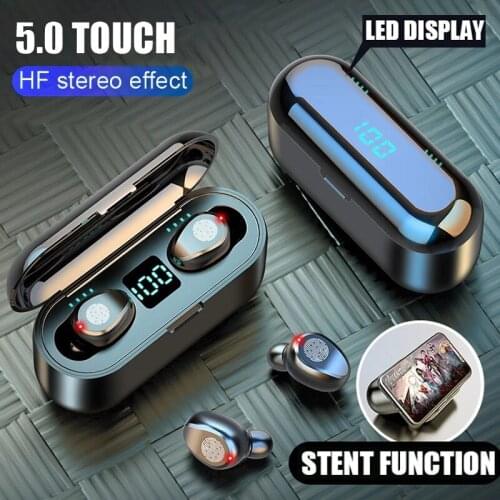 F9 Bluetooth TWS Wireless Headphones Sports Earbuds Touch Stereo Music Earphones Handsfree Gaming Headset For Smart Phone