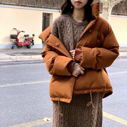 Women Fashion Cotton Down Beige Jacket Coat Tops for Women Casaco Feminino New Women Winter Warm Thick Coat Stand Collar