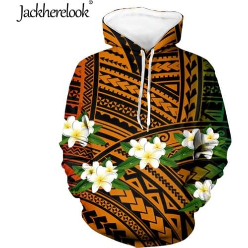 Jackherelook Women Sweatshirt Hawaii Polynesian Hibiscus Plumeria Print Pocket Hoodies Sweatshirt Casual Loose Pullover Jacket