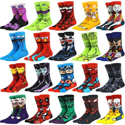 2021 Anime Series Marvel Spider man Print Women Men Long Socks Mans Knee-High Cosplay Calf Sock Adult Hip Hop Personality Socks