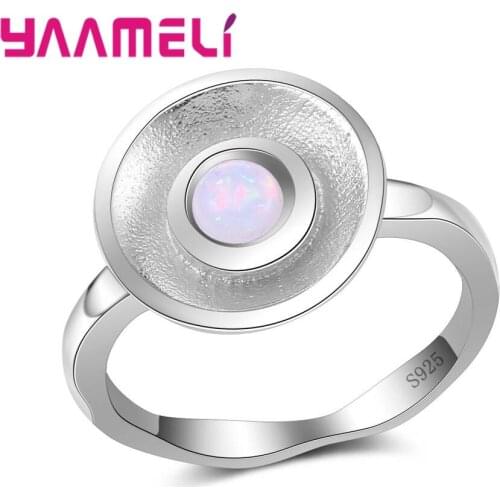 Fashion Jewelry Cute Big Round 925 Silver Ring for Women Fire Opal Environmental Wedding Rings Lady Charm Jewelry
