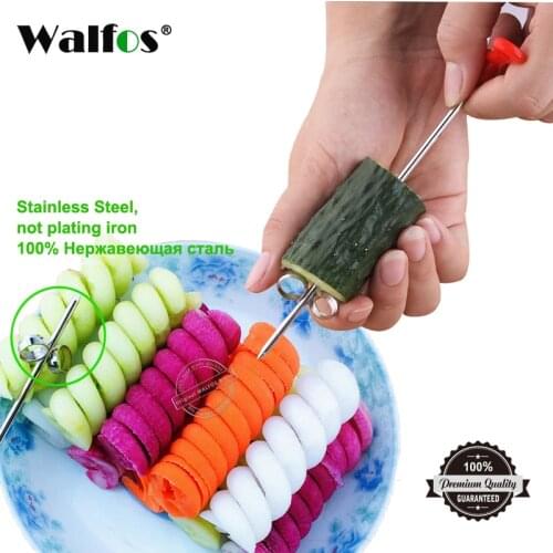 WALFOS 1pc Manual Spiral Screw Slicer Plastic PP + Steel Wire Potato Carrot Cucumber Vegetables Spiral Knife Carving Tool