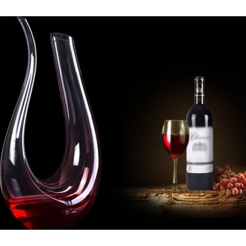 1500ml U-shaped Horn Wine Decanter Handmade Crystal Wine Brandy Champagne Glasses Decanter Bottle Jug Pourer Aerator For Family