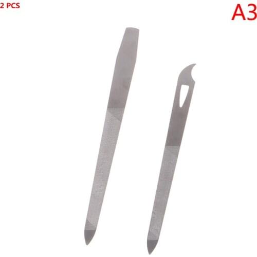 2PCS Nail Art File Stainless Steel Double Sides Buffer Grinding Finger Cuticle Remover Polish Acrylic Gel Manicure Pedicure Tool