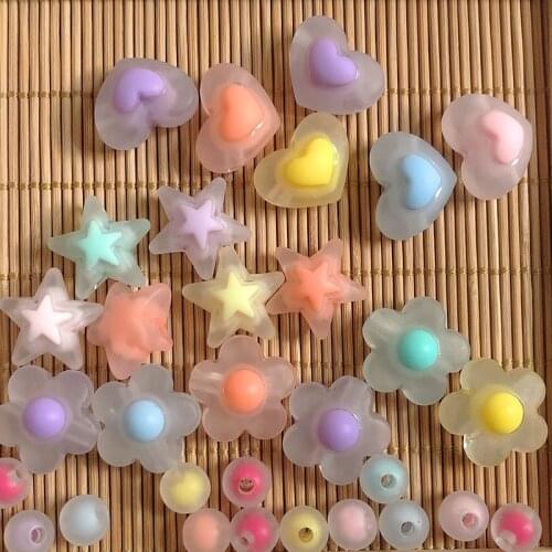 20Pcs Frosted Star Acrylic Beads Charms Bracelet Necklace Matte Loose Spacer Beads For Jewelry Making DIY Supplies Accessories