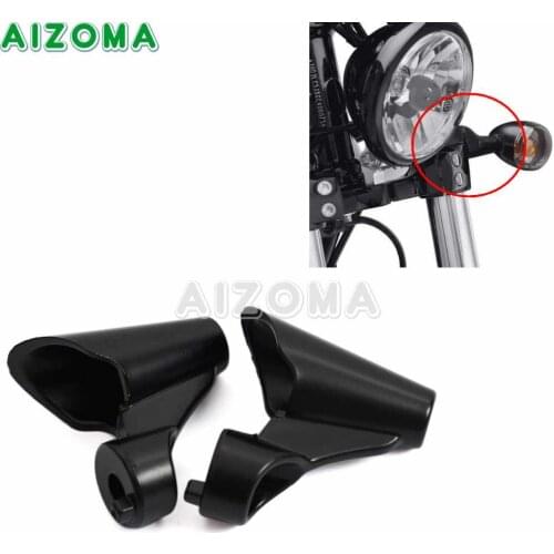 2x Motorcycle Relocation Kit Black Aluminum Front Turn Signal Bracket For Harley XL1200X 2010-2015
