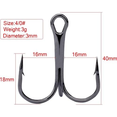 50pcs 4/0 5/0 6/0 8/0 10/0 model three anchors treble hook triple hook without feather naked barbed hook pike fishing tackle