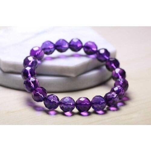 Free shipping 8mm Natural Purple Amethyst Crystal Faceted Beads Nice Bracelet AAA