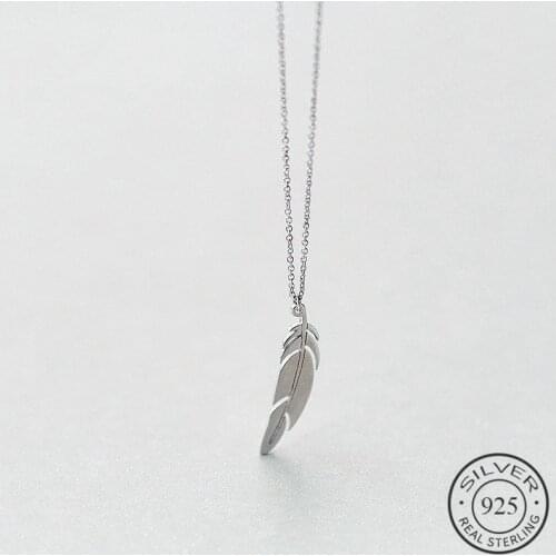 Bohemia Elegant Feather Pendant Necklaces Real 925 Sterling Silver Accessories Fine Jewelry For Women Birthday Party Gift