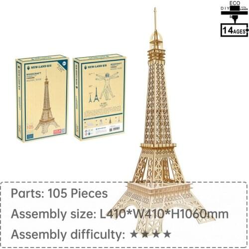 Large Eiffel Tower 3D wooden jigsaw puzzle wooden toys puzzle 3d DIY toys Gifts for children DIY assembly toy interactive toy