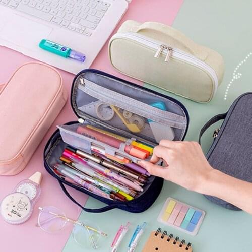 Big Capacity Pencil Bag with Handle Double Layer Durable Multifunctional Zipper Stationery Holder for School Students JR Deals