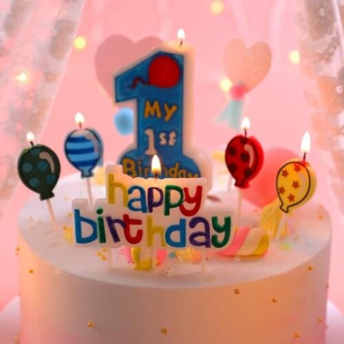 Baby Shower Anniversary Cake Topper Candel Party Supplies Boy Girl 1 Year Old Large Candle First Birthday Decoration Digital