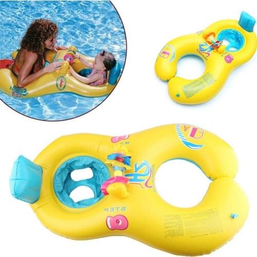 Parent and Child Double Circle Swim Rings Inflatable Baby Swimming Ring Infant Floating Seat Ring Bathing Circles Summer Toys