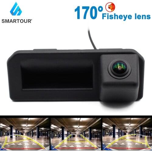 HD Dynamic Trajectory Lines Tracks Fisheye Trunk Handle Switch Rear View Camera For 2018 Audi Q2 Q5L A5 Skoda Karoq Cayenne Bora