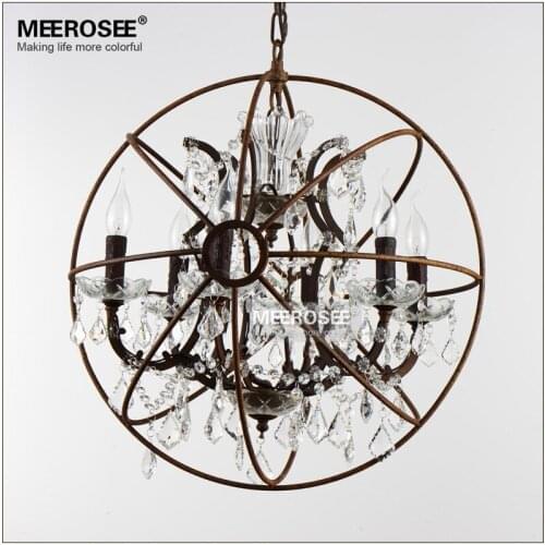 Art Deco American Style Crystal Chandelier Lighting Fixture Rustic Bird Cage Hanging Lamp for Cafe Coffee Shop Decor Lighting