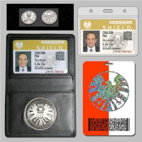 Cosplay Shield Badge Holder Case Agents of S.H.I.E.L.D. Wallet Phil Coulsons 2 ID Cards + 1pc Hydra Coin