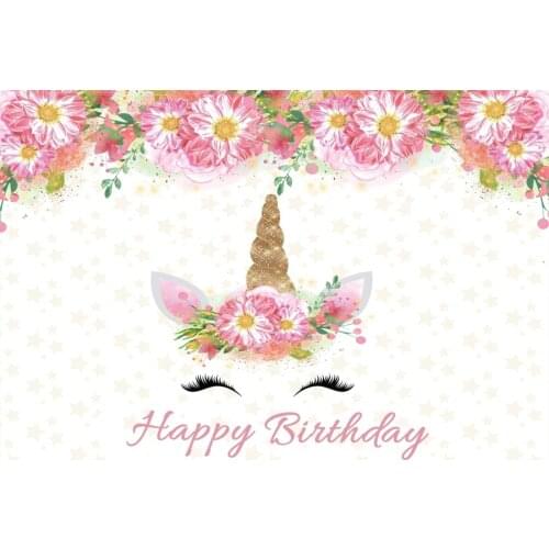 MEHOFOTO Cartoon Unicorn Flowers Baby Newborn Party Photography Backgrounds Customized Photographic Backdrops for Photo Studio