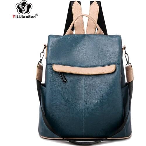 Fashion Backpack Women Shoulder Bag Leather Backpack For Girls Large Capacity School Bag For Teenage Girls Light Travel Backpack