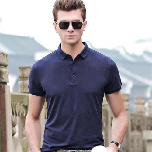 50pcs Men Lapel Collar Tops&Tees High-end Cotton Short Sleeve Shirt Summer Big Yards Smart Casual Classic Gentleman Polos Shirts