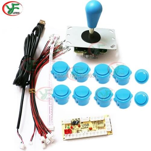 DIY Arcade Kit 5Pin Cable Oval ball top Joystick 24mm/30mm Buttons USB Encoder MAME/PC/ Raspberry pi