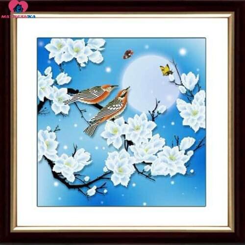 46cm x 46cm 3D beadwork set flower bird Chinese painting series 11CT count Accurate printed fabric cross stitch Bead embroidery