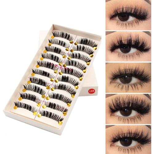 10 Pairs/box Of Handmade False Eyelashes Thick Natural Curling Eyelashes Smoky Makeup Stage Makeup Beauty Tools
