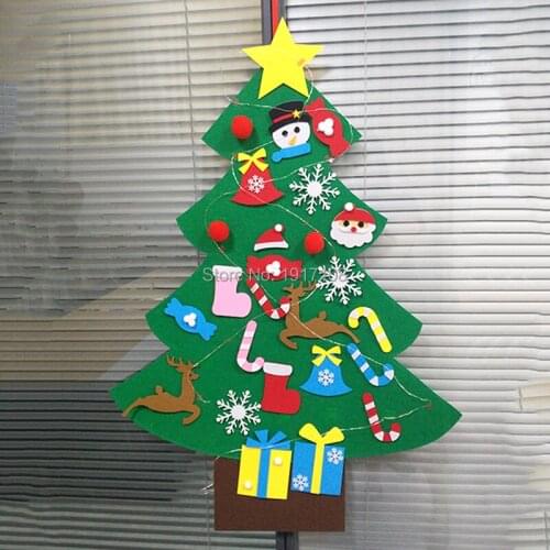 New DIY Felt Christmas Tree Christmas Decorations For Home Christmas Tree Decoration With Colorful String Light Christmas Gifts