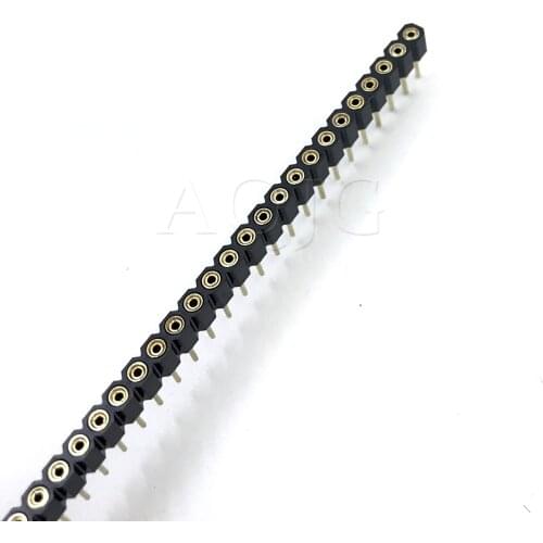 1X40 PIN Single Row MALE FEMALE ROUND PIN Header connector Strip 2.54MM PITCH 1X40pin 1*40 40P 40PIN black FOR PCB BOARD