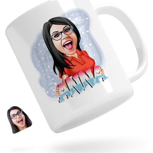 Personalized Women 'S Is Caricature Of White Mug Bardak-1