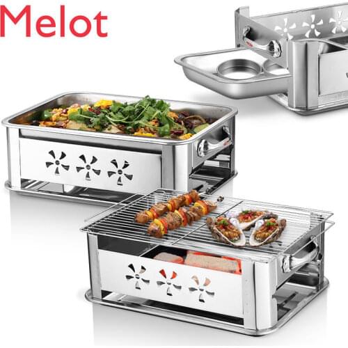 Thickened Stainless Steel Fish Baking Tray Commercial Charcoal Fish Baking Tray Rectangular Home Carbon Oven