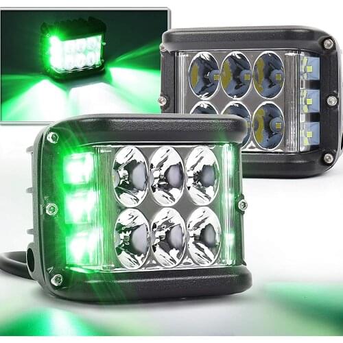 POVTOR Dual Side Shooter Lights DRL Solid&Strobe Off Road LED Pod Lights for Tractor Plow Truck SUV ATV Motorcycle Driving Light