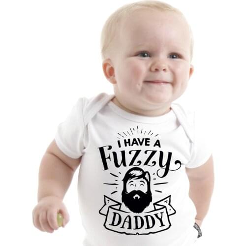 I Have A Fuzzy Daddy Jumpsuit Outfits Cute Letter Printed Infant Baby Girl Boy ClothesShort Sleeve Toddler Bodysuit