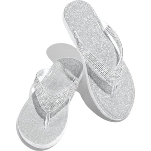 Women Flip Flop Slippers Slides Bling Rhinestone Ladies Shoes Casual Summer Flat Female Crystal Glitter Woman Plus Size 2021