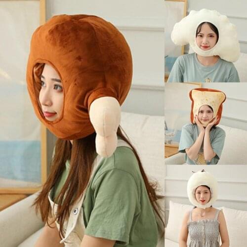 Cute Chicken Leg Bread Dumpling Bun Soft Plush Doll Headgear Hat Sleeping Toy