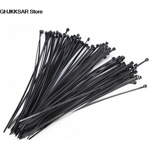 100pcs Black Cable Tie Plastic Nylon Cable Ties with Self-locking Network Nylon Cable Wire Organiser Zip Tie Cord Strap