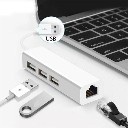 USB Type C to USB 3.0 3-Port HUB with RJ45 Gigabit Ethernet Port Adapter Network Card USB Lan For Macbook Windows