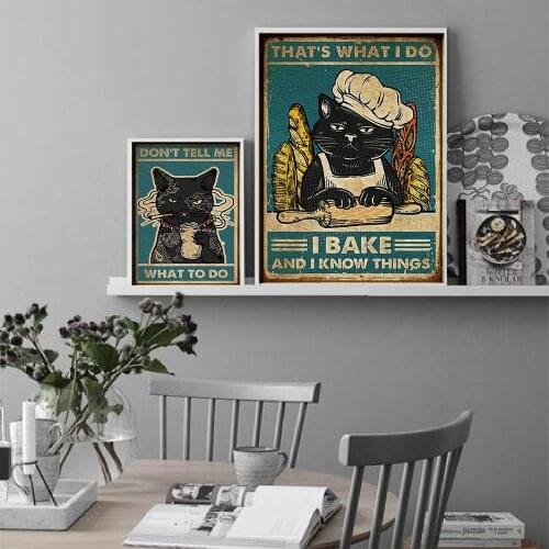 Mental Black Cat Poster Don't tell me what to do Art Print Vintage Ready to Hang Funny kitchen Canvas Painting Home Decor