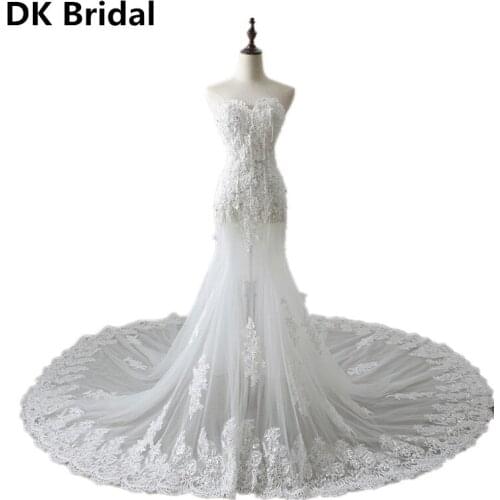 Sweetheart Mermaid Wedding Dress Beaded Lace Appliques White Wedding Gowns Plus Size Bridal Gown For wedding vestido de noiva