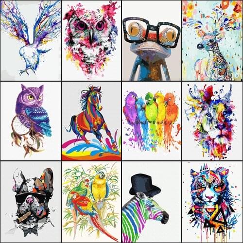 Frameless Fashion Birds Frog Cat Animals DIY Painting By Numbers Kits Coloring By Numbers Unique Gift Home Wall Art Decor 40x50