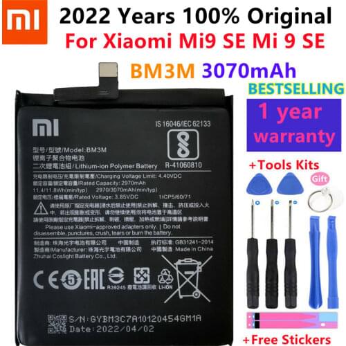 Xiao mi 100% Orginal BM3M 3070mAh battery For Xiaomi 9 Se Mi9 SE Mi 9SE BM3M High Quality Phone Replacement Batteries +Tools