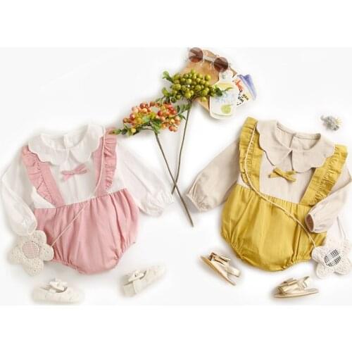 0-3Yrs Newborn Baby Girls Petals Collar Long Sleeve Clothes Rompers Spring Autumn Baby Toddler Girls Jumpsuits