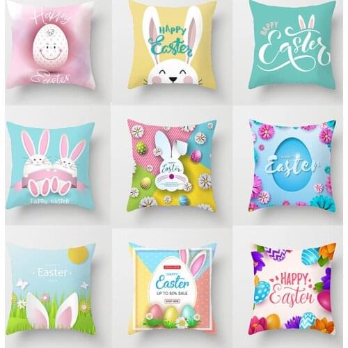 1pc Easter Pillow Cushion Bunny Pillowcase Pillowcover Easter Party Decoration Pillow Case 45*45cm Home Sofa Car Decorative Seat